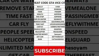 GTA vice City all cheat code || gta vicecity cheats #cheat #shorts #views