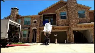 How to hoist a sofa over the balcony if doesn't fit thru the door | Movers in Corinth, TX