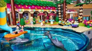 Building a LEGO Friends Water Park: Large Pool with Slide and Relaxation Bar!