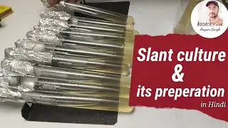 microbial slant culture in hindi | microbes under test tubes | Nutrient agar | slant culture method