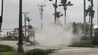 Storm in Punta Gorda Florida hurricane Ian power line fire heavy flooding