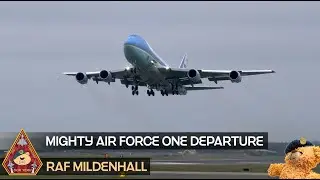 MIGHTY AIR FORCE ONE BOEING VC-25 TAKE OFF HIGHLY MODIFIED BIG IRON FORTRESS &bull; USAF RAF MILDENHALL