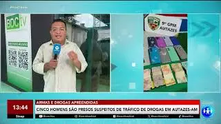 Cinco homens foram presos suspeitos de tráfico de drogas na vila do Novo Céu em Autazes 