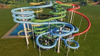Long Waterslides Tower (All Onrides) | Planet Coaster 2 (made by Luca) [POV]