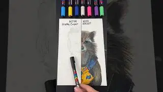 Drawing Rocket Raccoon 🚀 & Bradley Cooper | Full video #shorts #guardiansofthegalaxy #drawing