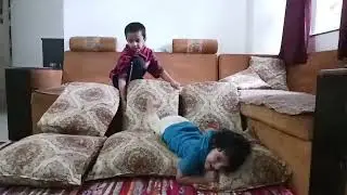 Cushion fort adventures with my favorite partner in crime! #SiblingFun #CreativePlay #SiblingGoal
