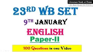 WBSET English answer key 2021 || Paper-2 || 23rd WB SET || 9th January