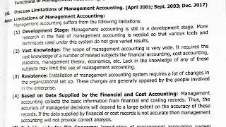 Limitations of Management accounting | Management accounting | B.com | PU | Theory notes | In hindi