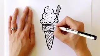 How To Draw An Ice Cream Cone | Quick and Easy Bullet Journal Doodle Ideas | bujoTIGER (ZOOSHii)