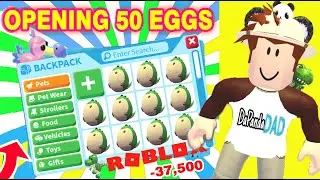OPENING 50 FOSSIL EGGS (3750 Bucks)! Adopt me LEGENDARY T-REX Roblox Egg Hatching