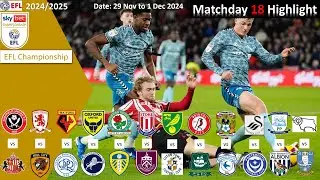 Highlights Summary, Matchday 18, 2024/25 EFL Championship