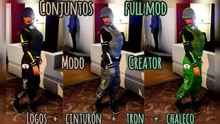 CONJUNTO FULL MOD GTA V MODDED OUTFFITS CHICA GTA V PS4 LOGOS JOGGERS CHALECOS TRON CINTUR&Oacute;N#gtavps4