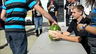 Exploding Watermelon with Rubberbands