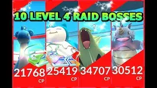Pok&eacute;mon GO 10 LEVEL 4 RAID BOSSES! Snorlax Tyranitar Lapras Rhydon Charizard & more