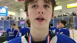 Detroit Catholic Central Hockey's Jackson Walsh after the Win over Brighton for the D1 State Title
