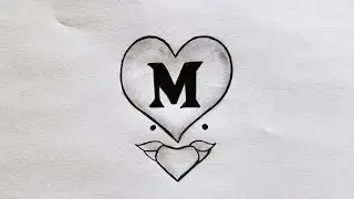 Beautiful Heart with M Letter - Easy Drawing Ideas - M Letter Drawing - Pencil Drawing