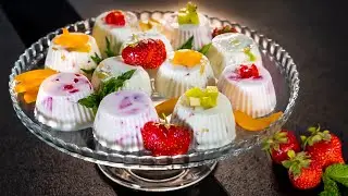 Useful fitness dessert without baking! Delicate fruit dessert made from cottage cheese and yogurt!