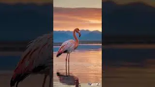 This Flamingo at Sunset is a True Work of Art! 🎨✨#shorts #birds #oiseau #nature #beautifulbirds