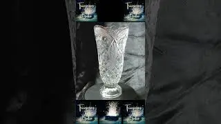 Bohemian Czech Leaded Cut Crystal Vase &ndash; Vintage Scalloped Rim Glass