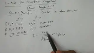 t - test for Correlation Coefficient (Small Sample tests) - BSc Statistics