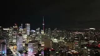 Toronto Downtown Drone Shot - Night View