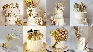 ✨⭐trendy birthday cake design/ trendy white and golden birthday cakes  ideas / amazing birthday cake