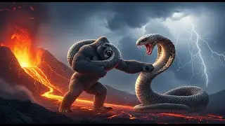 King Kong vs Giant King Cobra: Storm & Volcano Battle