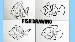 fish drawing easy with colour l how to draw a fish l drawing colour l fish drawing colour l