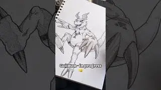 Guilmon - Pointilism (Process)  #drawing #tattoo #digimonfans #digimon #art #artist #draw