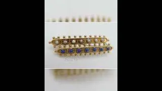 Antike 585 14K Gold Brosche Anstecknadel mit 7 Saatperlen 7 Lapis Lazuli