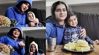 How To Cut A Pineapple | Pineapple Cutting Funny Vlog | First Time Cutting🍍| North East Pineapple