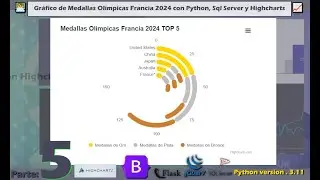 📊Paso a Paso Gráfico de Medallas Olímpicas Francia 2024 con Python, Sql Server y Highcharts📈