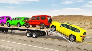 Flatbed Truck Mcqueen  | Transportation with Truck - Pothole vs Car #514 - BeamNG.Drive