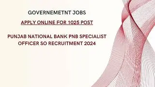 Punjab National Bank PNB Specialist Officer SO Recruitment 2024