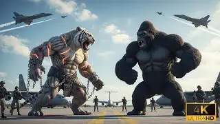 KINGKONG 2025: King Kong vs. White Tiger Man: The confrontation begins on a military cargo plane.