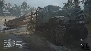 Spintires: MudRunner - KRAZ 255 delivering long logs - Island map