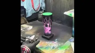 Painting part 2 the pink fire on the two tone tumbler 