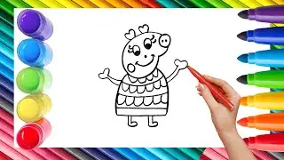How To Draw cute Peppa Pig Drawing, Painting & Coloring For Kids and Toddlers_ Child Art 🐋🌈🎨