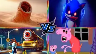 Erosion Worm Vs Sonic Exe Vs School Bus Vs Peppa Pig Exe | Tiles Hop Master EXE | Tiles Hop!