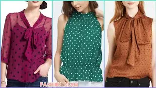 Women's Formal Wear Polka Dot Print Chiffon Peasant Top Shirts And Blouse Styles