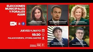 Eneko Andueza, Zapatero y Patxi López, en #VitoriaGasteiz con Cristina González y Maider Etxebarria