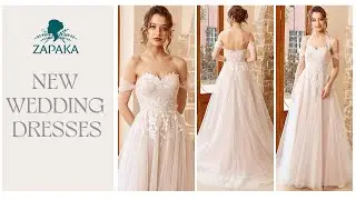 ZAPAKA Elegant A Line Halter White Long Wedding Dress with Appliques