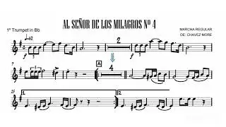 señor de los milagros N°4 partitura trompeta 🎺 marcha regular