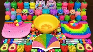 RAINBOW Satisfying Slime!!! Mixing Random Things into GLOSSY Slime