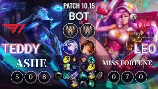 T1 Teddy Ashe vs SB Leo Miss Fortune Bot - KR Patch 10.15