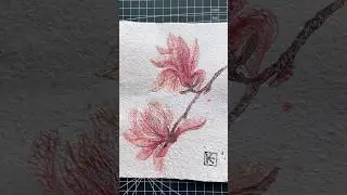 Magnolia flower painting #flowerart #painting  #handmadepaper #art #drawing #magnolia