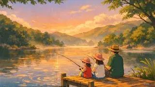 Family Fishing at a Quiet Lake | Studio Ghibli&ndash;Style Relaxing Ambience