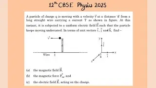 XII Physics 2025 A particle of charge q is moving with a velocity v at a distance d from a long