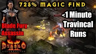 725% mf Blade Fury Assassin Travincal sub 1 Minute Runs - Diablo 2 Resurrected