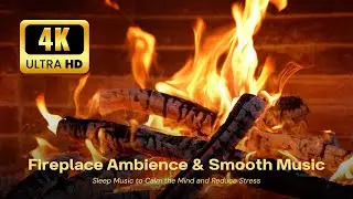 🔥 Fireplace Jazz Winter Lounge 4K (12 HOURS) ❄️ Cozy Background for Sleep